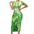 Polynesia Sea Turtle Family Matching Short Sleeve Bodycon Dress and Hawaiian Shirt Happy Valentine Day Polynesian - Green LT14 Mom's Dress Green - Polynesian Pride