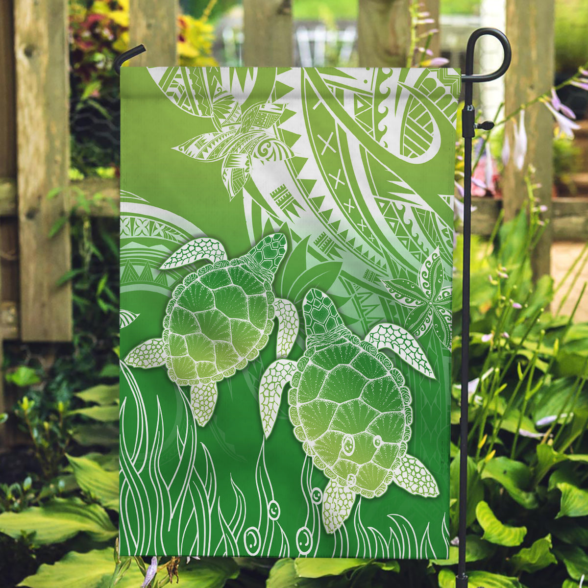 Polynesia Sea Turtle Garden Flag Happy Valentine Day Polynesian - Green LT14 Garden Flag Green - Polynesian Pride