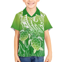 Polynesia Sea Turtle Kid Hawaiian Shirt Happy Valentine Day Polynesian - Green LT14 Kid Green - Polynesian Pride