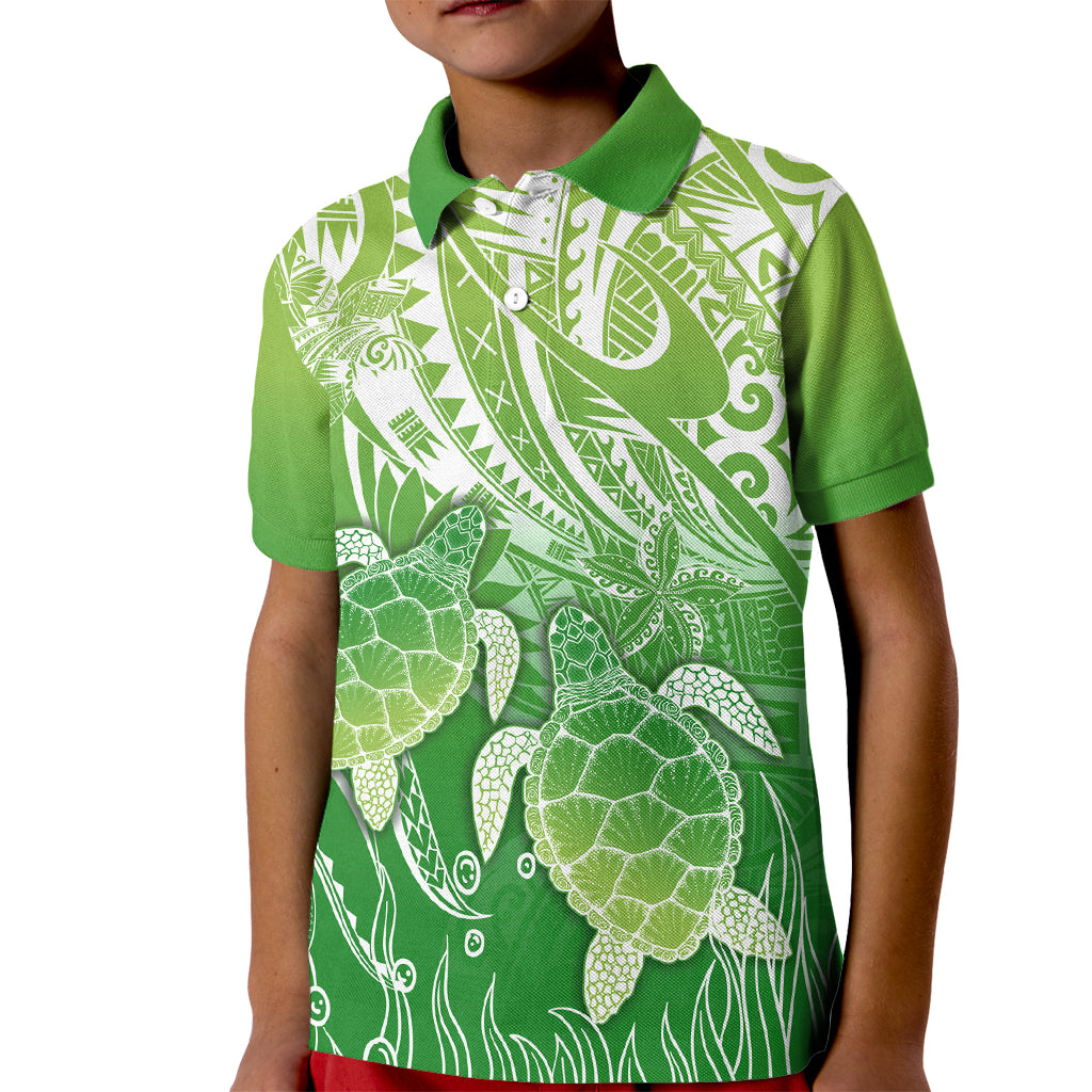 Polynesia Sea Turtle Kid Polo Shirt Happy Valentine Day Polynesian - Green LT14 Kid Green - Polynesian Pride