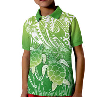 Polynesia Sea Turtle Kid Polo Shirt Happy Valentine Day Polynesian - Green LT14 Kid Green - Polynesian Pride