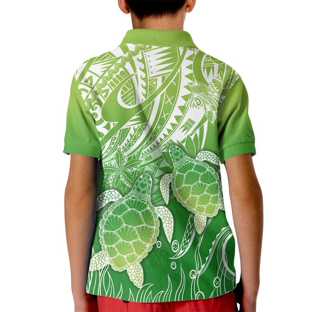 Polynesia Sea Turtle Kid Polo Shirt Happy Valentine Day Polynesian - Green LT14 - Polynesian Pride
