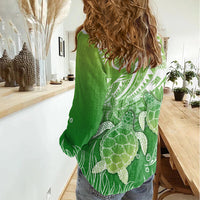 Polynesia Sea Turtle Women Casual Shirt Happy Valentine Day Polynesian - Green LT14 - Polynesian Pride