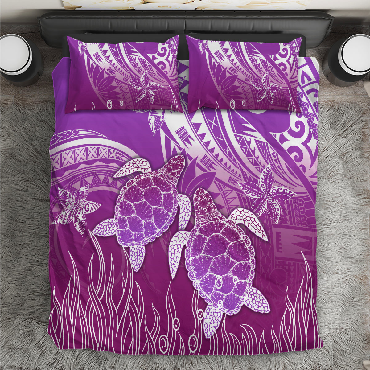 Polynesia Valentine Day Bedding Set Polynesian Sea Turtle Purple Version LT14 Purple - Polynesian Pride