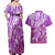 Polynesia Valentine Day Couples Matching Off Shoulder Maxi Dress and Hawaiian Shirt Polynesian Sea Turtle Purple Version LT14 - Polynesian Pride