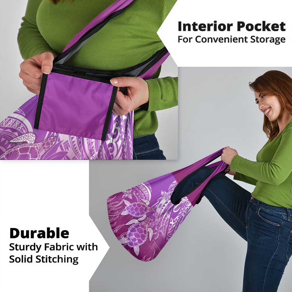 Polynesia Valentine Day Grocery Bag Polynesian Sea Turtle Purple Version LT14 - Polynesian Pride