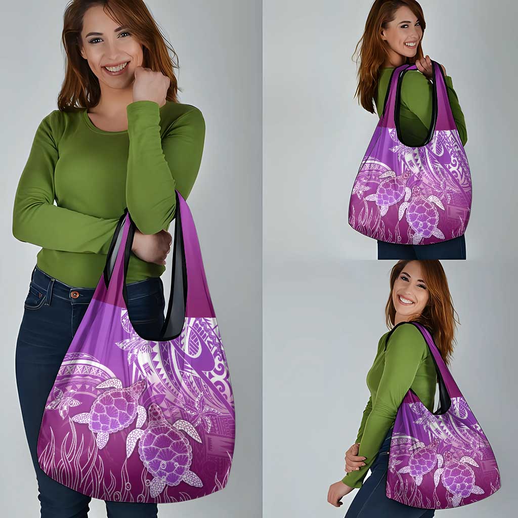 Polynesia Valentine Day Grocery Bag Polynesian Sea Turtle Purple Version LT14 - Polynesian Pride