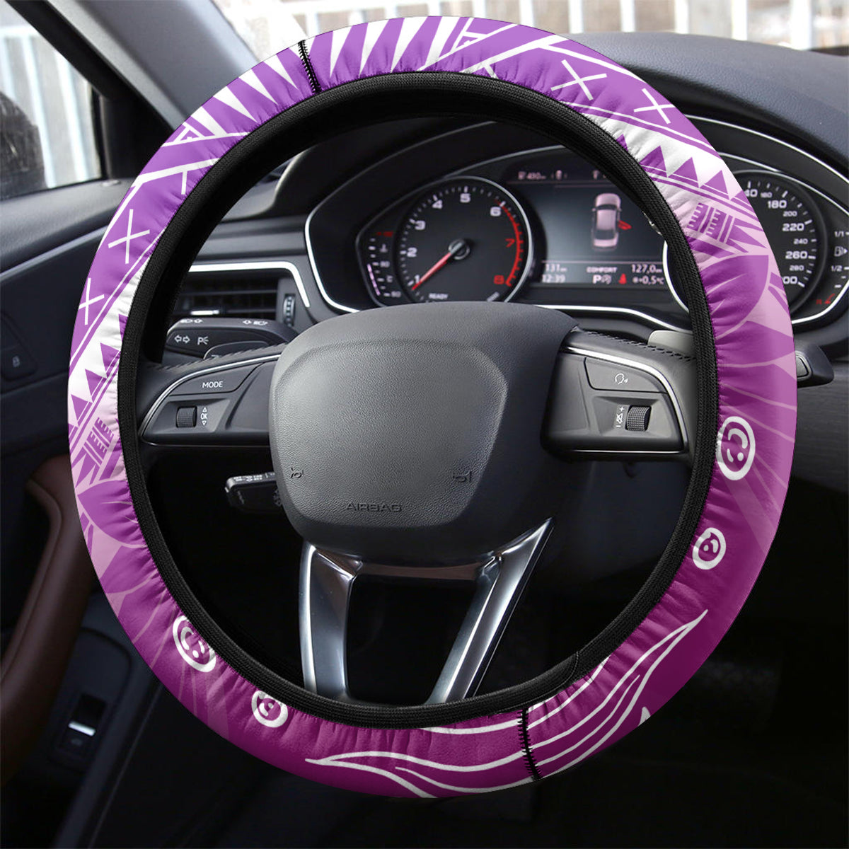 Polynesia Valentine Day Steering Wheel Cover Polynesian Sea Turtle Purple Version LT14 - Polynesian Pride