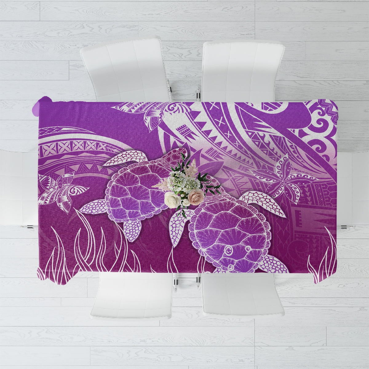 Polynesia Valentine Day Tablecloth Polynesian Sea Turtle Purple Version LT14 Purple - Polynesian Pride