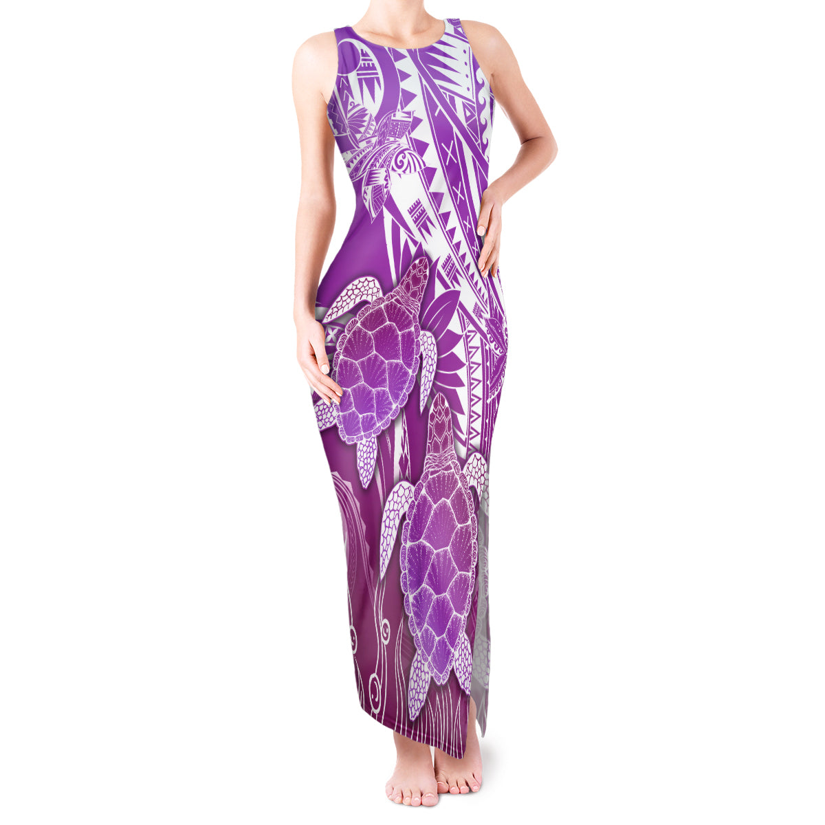 Polynesia Valentine Day Tank Maxi Dress Polynesian Sea Turtle Purple Version LT14 Women Purple - Polynesian Pride