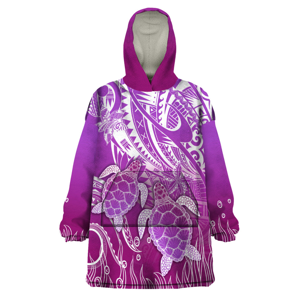 Polynesia Valentine Day Wearable Blanket Hoodie Polynesian Sea Turtle Purple Version LT14 One Size Purple - Polynesian Pride