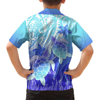 Polynesia Valentine Day Family Matching Tank Maxi Dress and Hawaiian Shirt Polynesian Sea Turtle Turquoise Version LT14 - Polynesian Pride