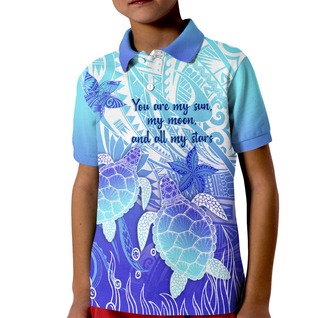 Polynesia Valentine Day Kid Polo Shirt Polynesian Sea Turtle Turquoise Version LT14 Kid Turquoise - Polynesian Pride