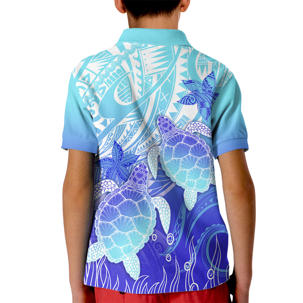 Polynesia Valentine Day Kid Polo Shirt Polynesian Sea Turtle Turquoise Version LT14 - Polynesian Pride
