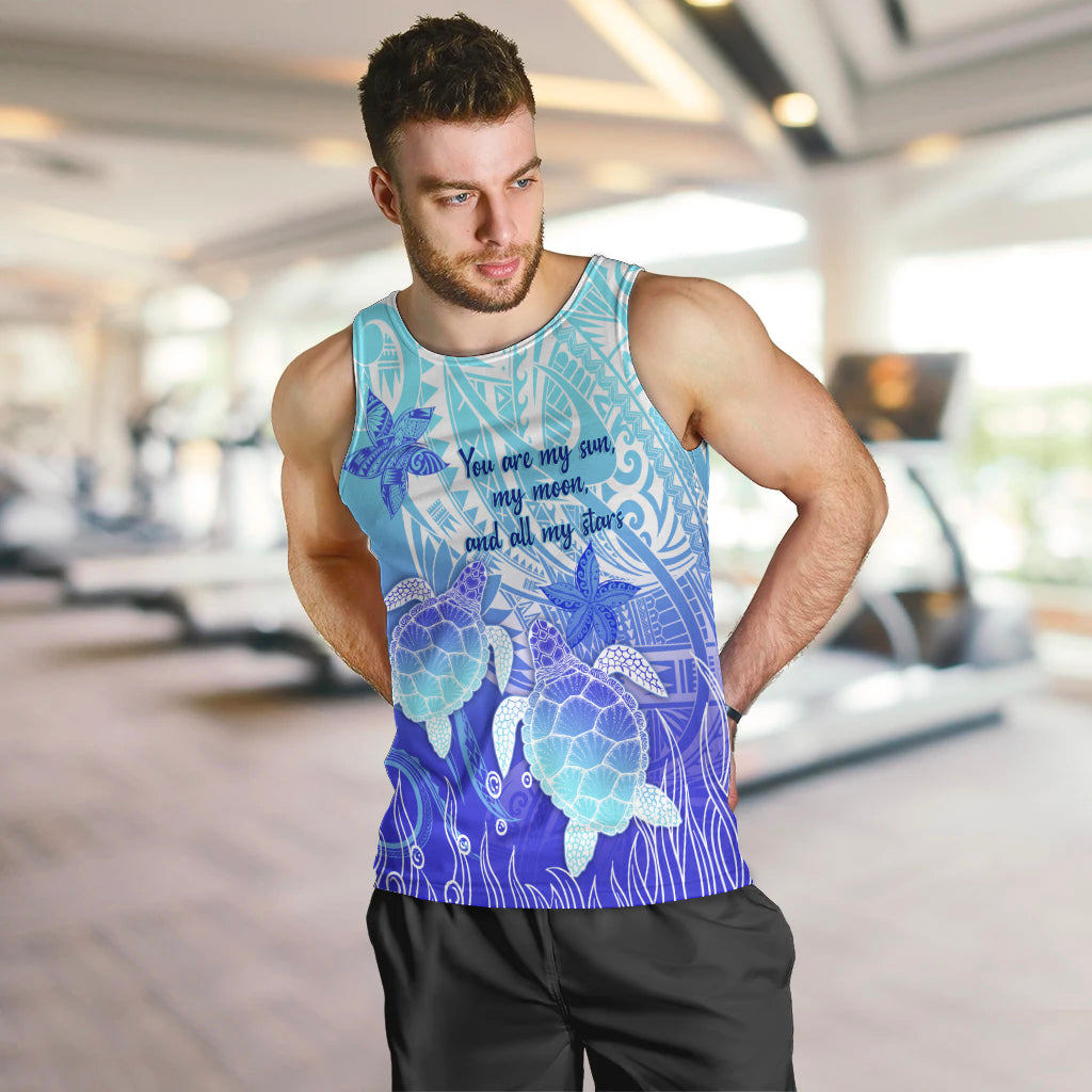 Polynesia Valentine Day Men Tank Top Polynesian Sea Turtle Turquoise Version LT14 Turquoise - Polynesian Pride