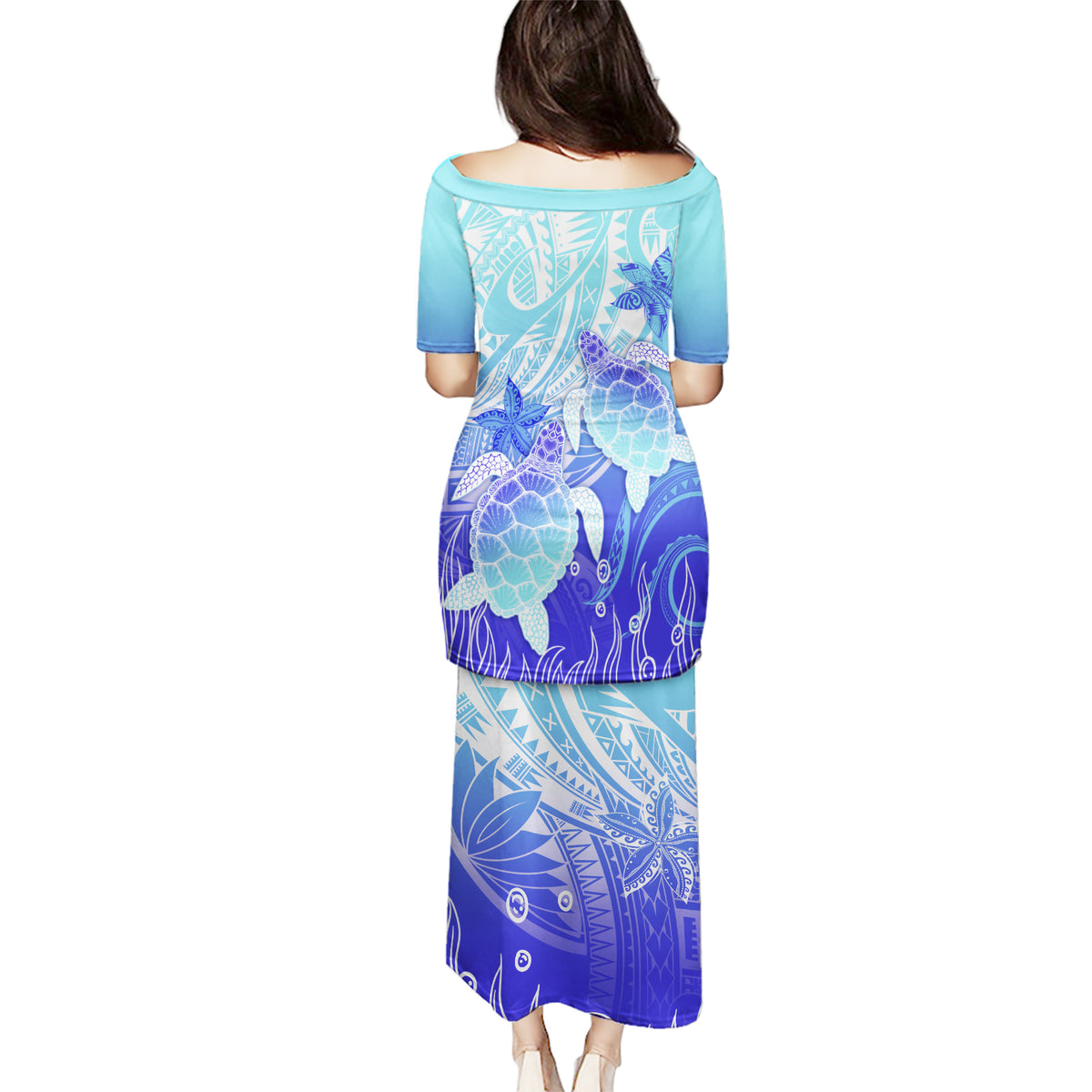 Polynesia Valentine Day Puletasi Polynesian Sea Turtle Turquoise Version LT14 - Polynesian Pride