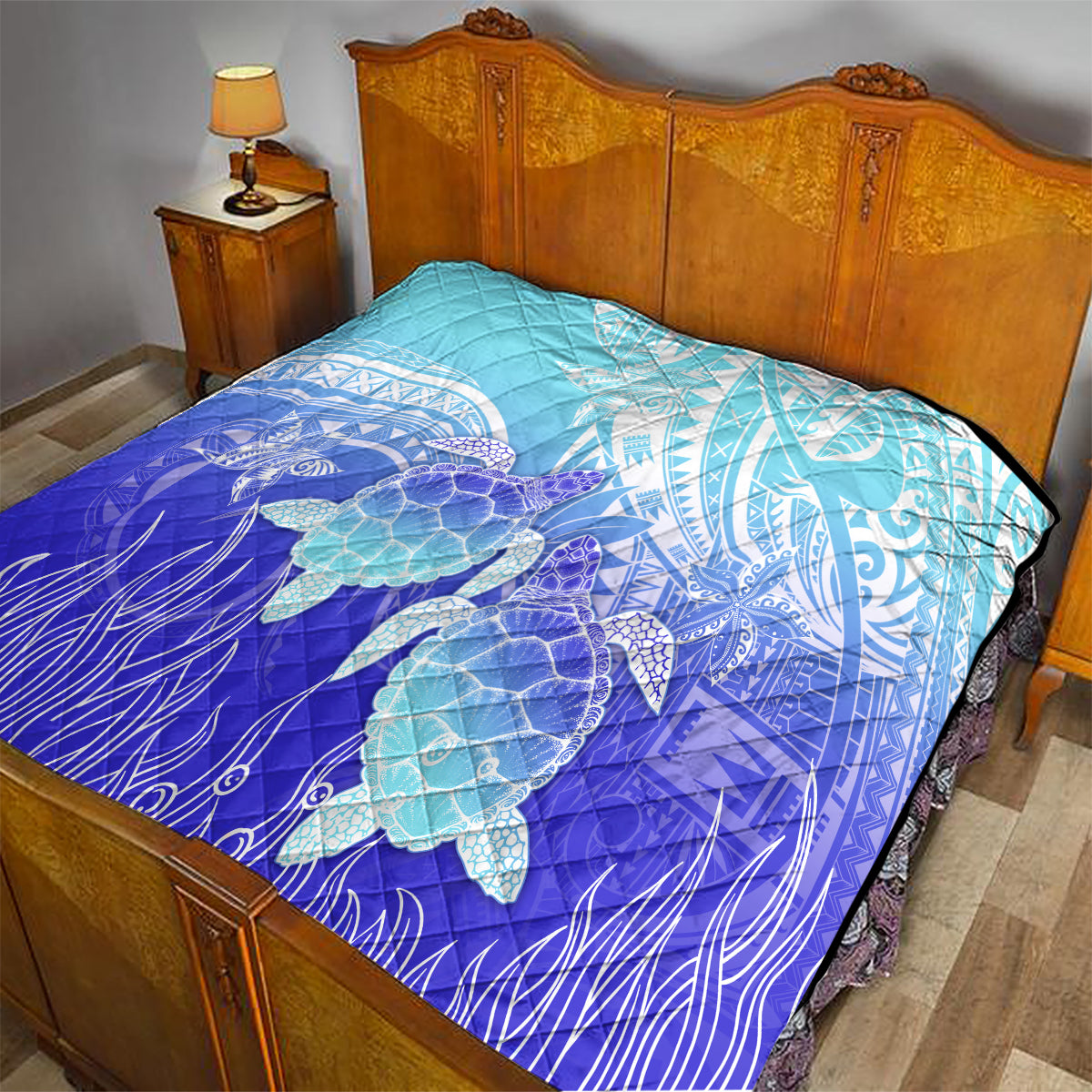 Polynesia Valentine Day Quilt Polynesian Sea Turtle Turquoise Version LT14 - Polynesian Pride