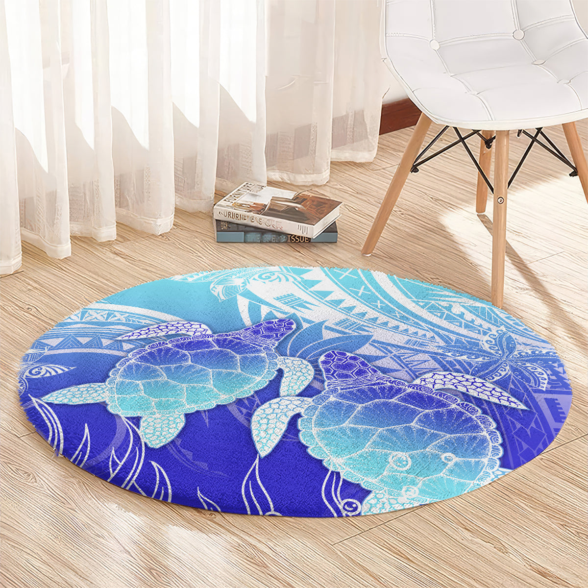 Polynesia Valentine Day Round Carpet Polynesian Sea Turtle Turquoise Version LT14 - Polynesian Pride