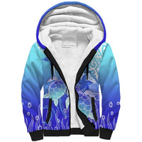 Polynesia Valentine Day Sherpa Hoodie Polynesian Sea Turtle Turquoise Version LT14 Unisex Turquoise - Polynesian Pride
