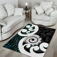 Aotearoa Koru Area Rug Cyan Maori Paua Shell Mix Silver Fern LT14 - Polynesian Pride