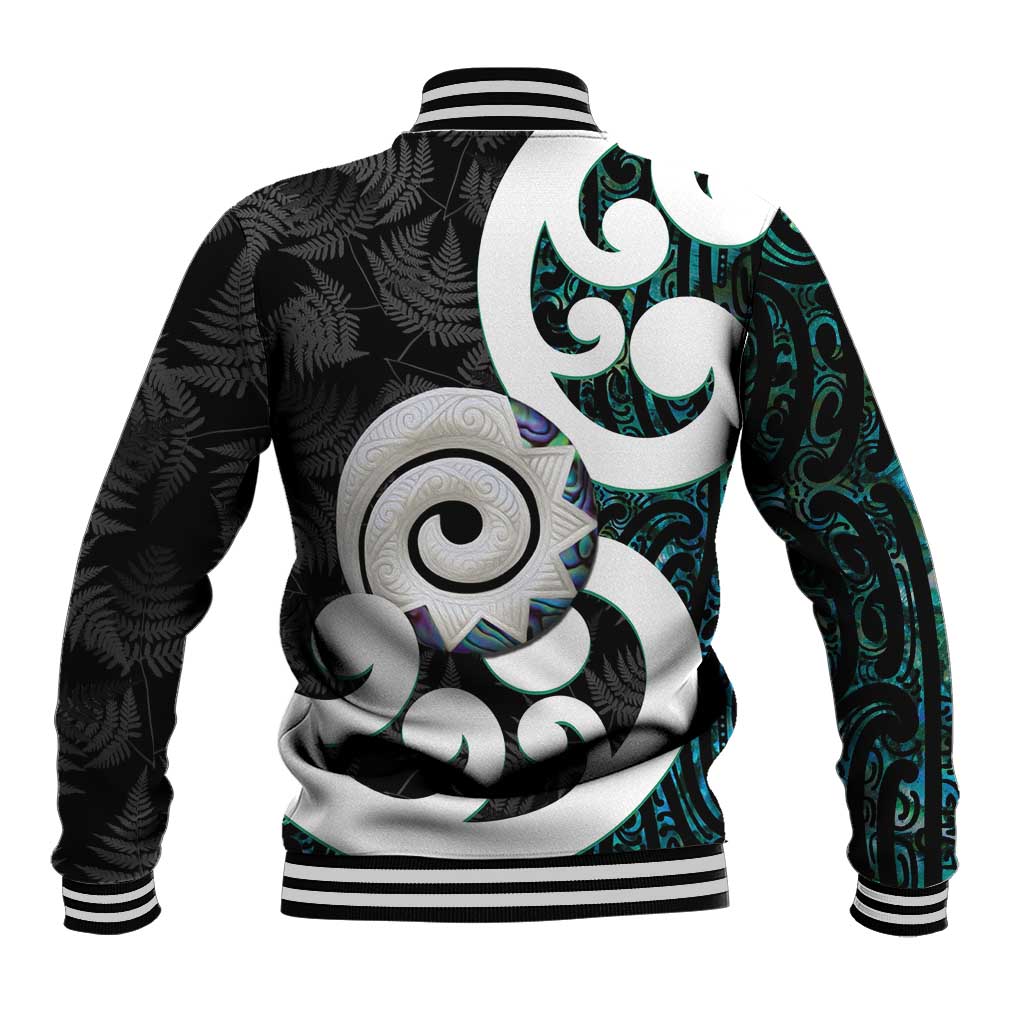 Aotearoa Koru Baseball Jacket Cyan Maori Paua Shell Mix Silver Fern LT14 - Polynesian Pride