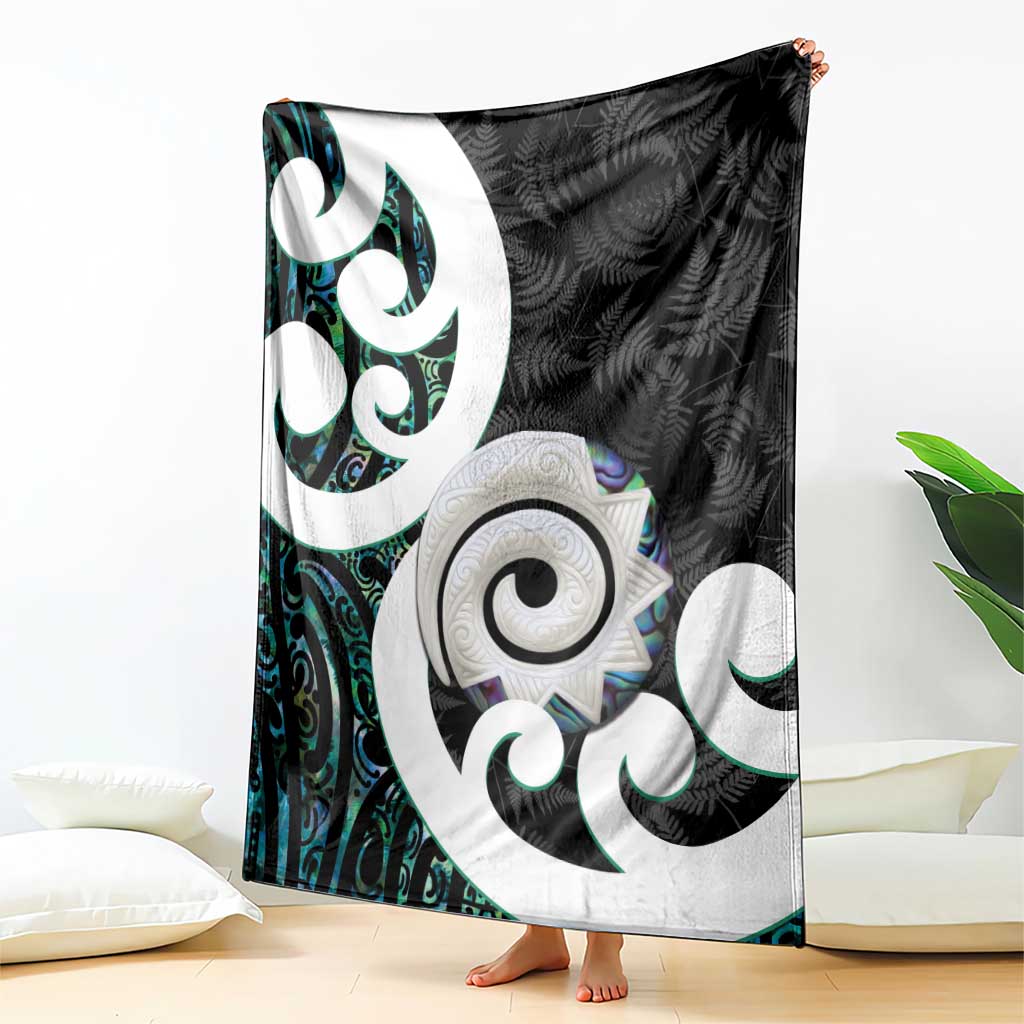 Aotearoa Koru Blanket Cyan Maori Paua Shell Mix Silver Fern LT14 - Polynesian Pride