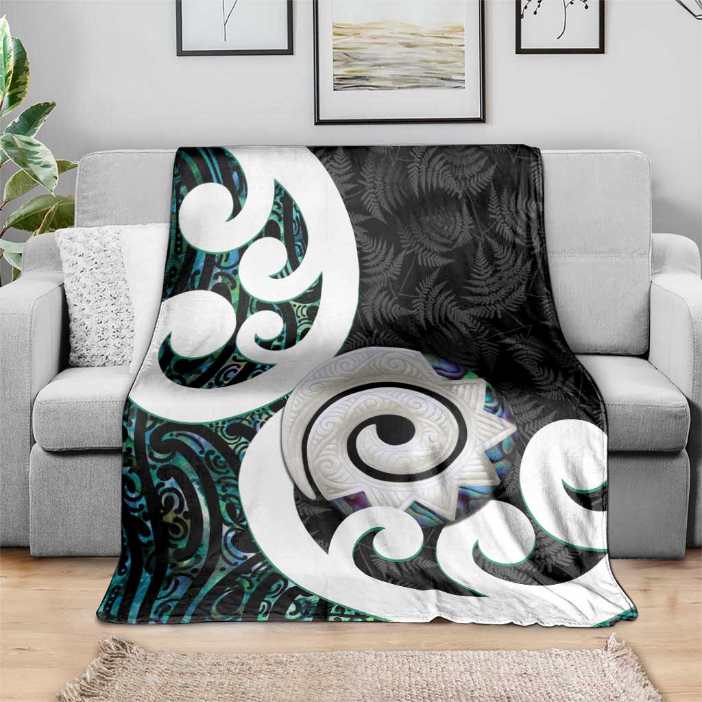 Aotearoa Koru Blanket Cyan Maori Paua Shell Mix Silver Fern LT14 - Polynesian Pride