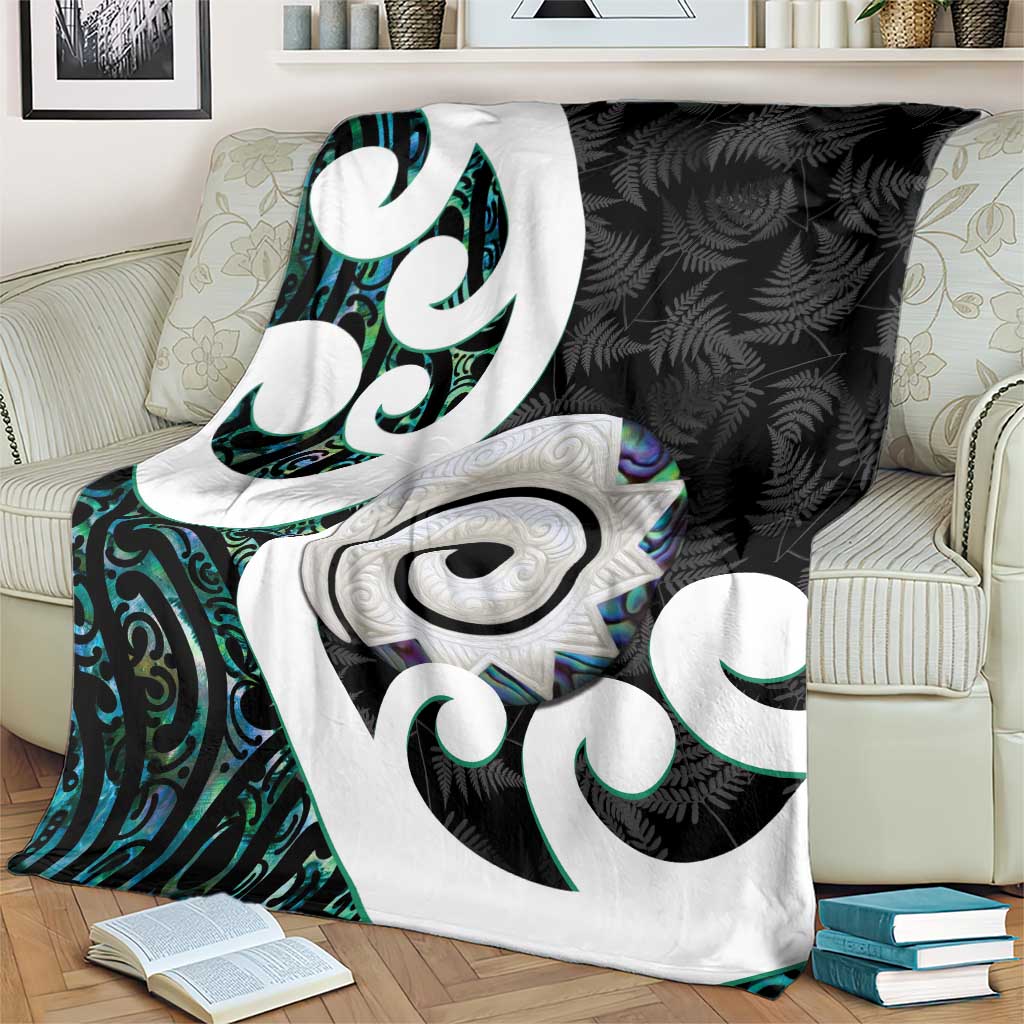 Aotearoa Koru Blanket Cyan Maori Paua Shell Mix Silver Fern LT14 - Polynesian Pride