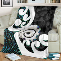 Aotearoa Koru Blanket Cyan Maori Paua Shell Mix Silver Fern LT14 - Polynesian Pride