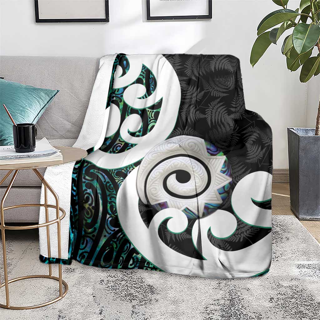 Aotearoa Koru Blanket Cyan Maori Paua Shell Mix Silver Fern LT14 - Polynesian Pride