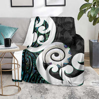 Aotearoa Koru Blanket Cyan Maori Paua Shell Mix Silver Fern LT14 - Polynesian Pride