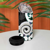 Aotearoa Koru 4 in 1 Can Cooler Tumbler Cyan Maori Paua Shell Mix Silver Fern LT14 - Polynesian Pride