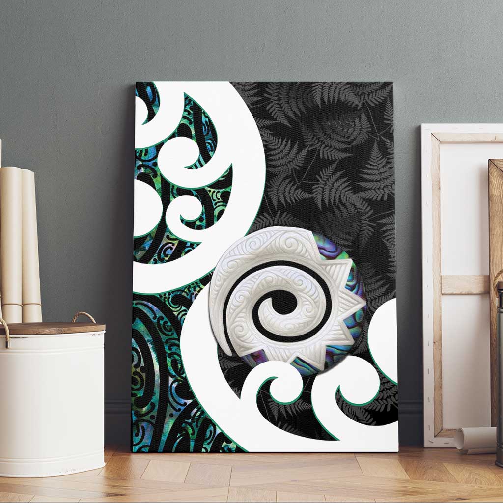Aotearoa Koru Canvas Wall Art Cyan Maori Paua Shell Mix Silver Fern LT14 - Polynesian Pride