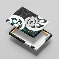 Aotearoa Koru Canvas Wall Art Cyan Maori Paua Shell Mix Silver Fern LT14 - Polynesian Pride