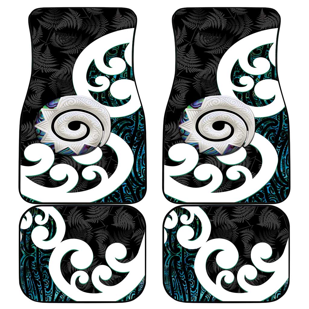 Aotearoa Koru Car Mats Cyan Maori Paua Shell Mix Silver Fern LT14 - Polynesian Pride