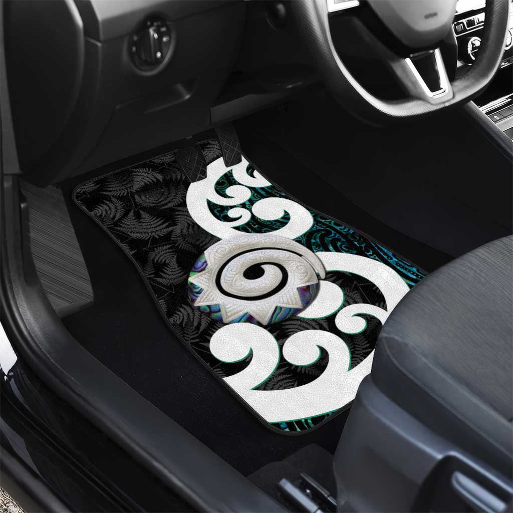 Aotearoa Koru Car Mats Cyan Maori Paua Shell Mix Silver Fern LT14 - Polynesian Pride
