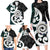 Aotearoa Koru Family Matching Long Sleeve Bodycon Dress and Hawaiian Shirt Cyan Maori Paua Shell Mix Silver Fern