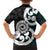 Aotearoa Koru Family Matching Off Shoulder Short Dress and Hawaiian Shirt Cyan Maori Paua Shell Mix Silver Fern