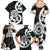 Aotearoa Koru Family Matching Summer Maxi Dress and Hawaiian Shirt Cyan Maori Paua Shell Mix Silver Fern