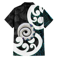 Aotearoa Koru Hawaiian Shirt Cyan Maori Paua Shell Mix Silver Fern LT14 - Polynesian Pride