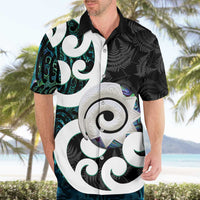 Aotearoa Koru Hawaiian Shirt Cyan Maori Paua Shell Mix Silver Fern LT14 - Polynesian Pride