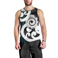 Aotearoa Koru Men Tank Top Cyan Maori Paua Shell Mix Silver Fern LT14 - Polynesian Pride