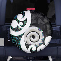 Aotearoa Koru Spare Tire Cover Cyan Maori Paua Shell Mix Silver Fern LT14 - Polynesian Pride