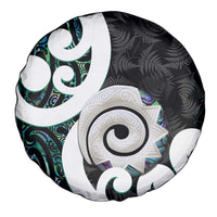 Aotearoa Koru Spare Tire Cover Cyan Maori Paua Shell Mix Silver Fern LT14 - Polynesian Pride