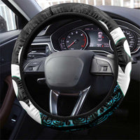 Aotearoa Koru Steering Wheel Cover Cyan Maori Paua Shell Mix Silver Fern LT14 - Polynesian Pride
