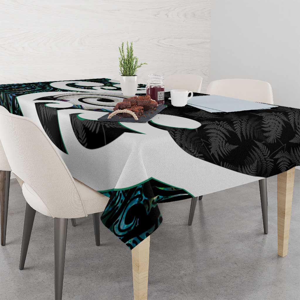 Aotearoa Koru Tablecloth Cyan Maori Paua Shell Mix Silver Fern LT14 - Polynesian Pride