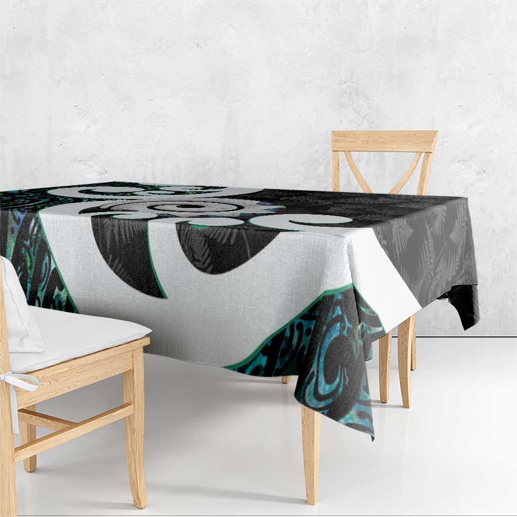 Aotearoa Koru Tablecloth Cyan Maori Paua Shell Mix Silver Fern LT14 - Polynesian Pride