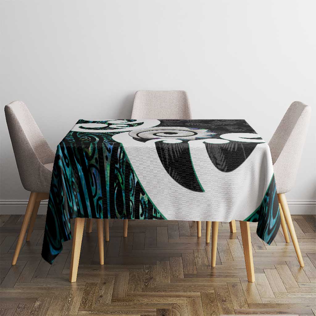 Aotearoa Koru Tablecloth Cyan Maori Paua Shell Mix Silver Fern LT14 - Polynesian Pride
