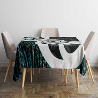 Aotearoa Koru Tablecloth Cyan Maori Paua Shell Mix Silver Fern LT14 - Polynesian Pride