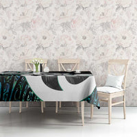 Aotearoa Koru Tablecloth Cyan Maori Paua Shell Mix Silver Fern LT14 - Polynesian Pride